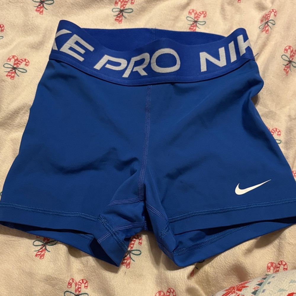 Nike Royal Blue Compression Training Shorts with White Swoosh